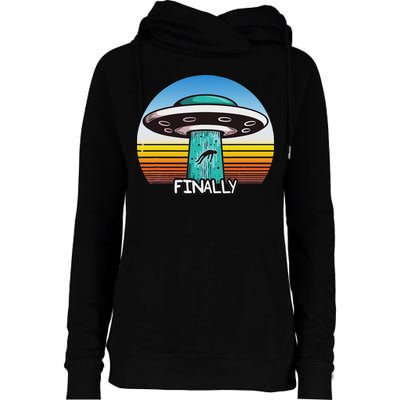 Alien S Abduction Ufo Finally Womens Funnel Neck Pullover Hood