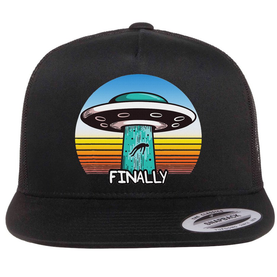 Alien S Abduction Ufo Finally Flat Bill Trucker Hat