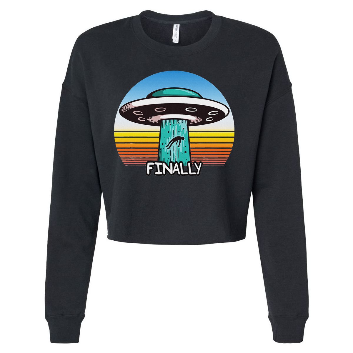 Alien S Abduction Ufo Finally Cropped Pullover Crew