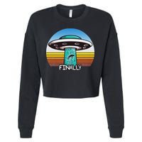Alien S Abduction Ufo Finally Cropped Pullover Crew
