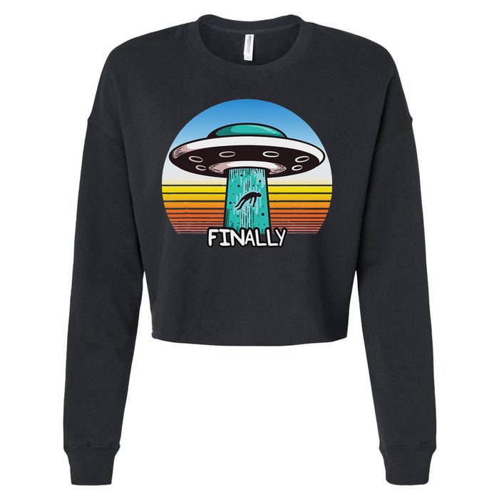 Alien S Abduction Ufo Finally Cropped Pullover Crew
