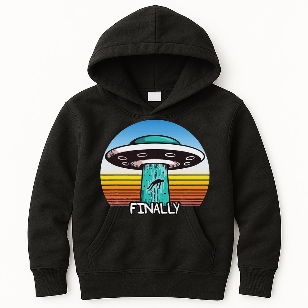 Alien S Abduction Ufo Finally Kids Hoodie