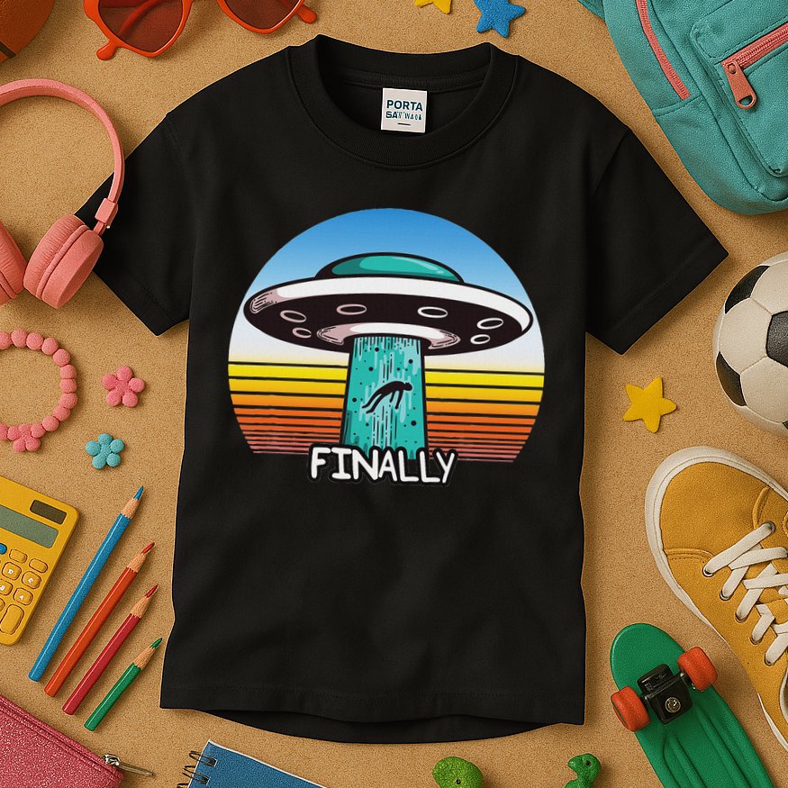 Alien S Abduction Ufo Finally Kids T-Shirt