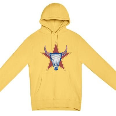 Americana Stars And Stripes Cow Skull Gift Premium Pullover Hoodie