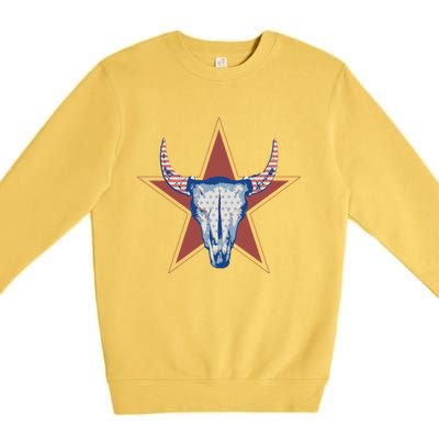 Americana Stars And Stripes Cow Skull Gift Premium Crewneck Sweatshirt