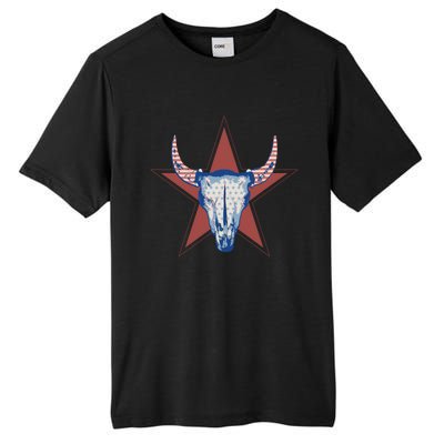 Americana Stars And Stripes Cow Skull Gift Tall Fusion ChromaSoft Performance T-Shirt