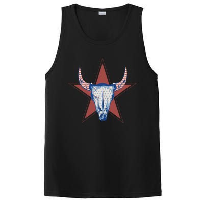 Americana Stars And Stripes Cow Skull Gift PosiCharge Competitor Tank