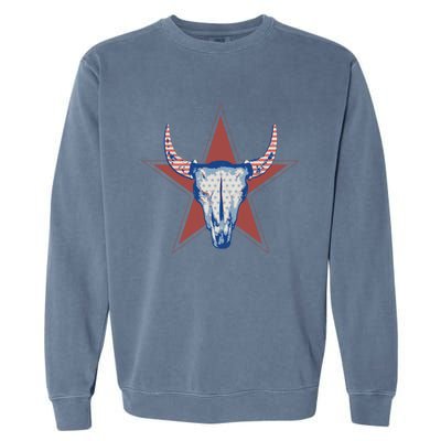 Americana Stars And Stripes Cow Skull Gift Garment-Dyed Sweatshirt