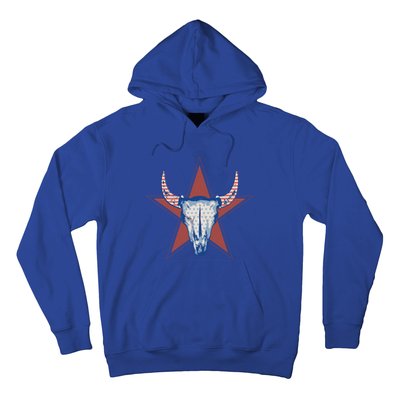 Americana Stars And Stripes Cow Skull Gift Hoodie