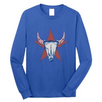 Americana Stars And Stripes Cow Skull Gift Long Sleeve Shirt