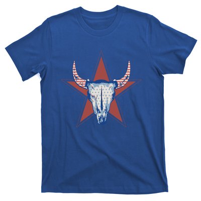 Americana Stars And Stripes Cow Skull Gift T-Shirt