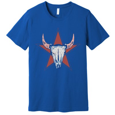 Americana Stars And Stripes Cow Skull Gift Premium T-Shirt