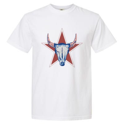 Americana Stars And Stripes Cow Skull Gift Garment-Dyed Heavyweight T-Shirt