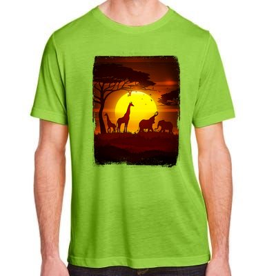 African Safari Animals Sunset Scene Adult ChromaSoft Performance T-Shirt