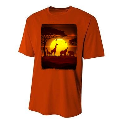 African Safari Animals Sunset Scene Performance Sprint T-Shirt