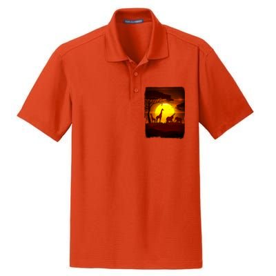 African Safari Animals Sunset Scene Dry Zone Grid Polo