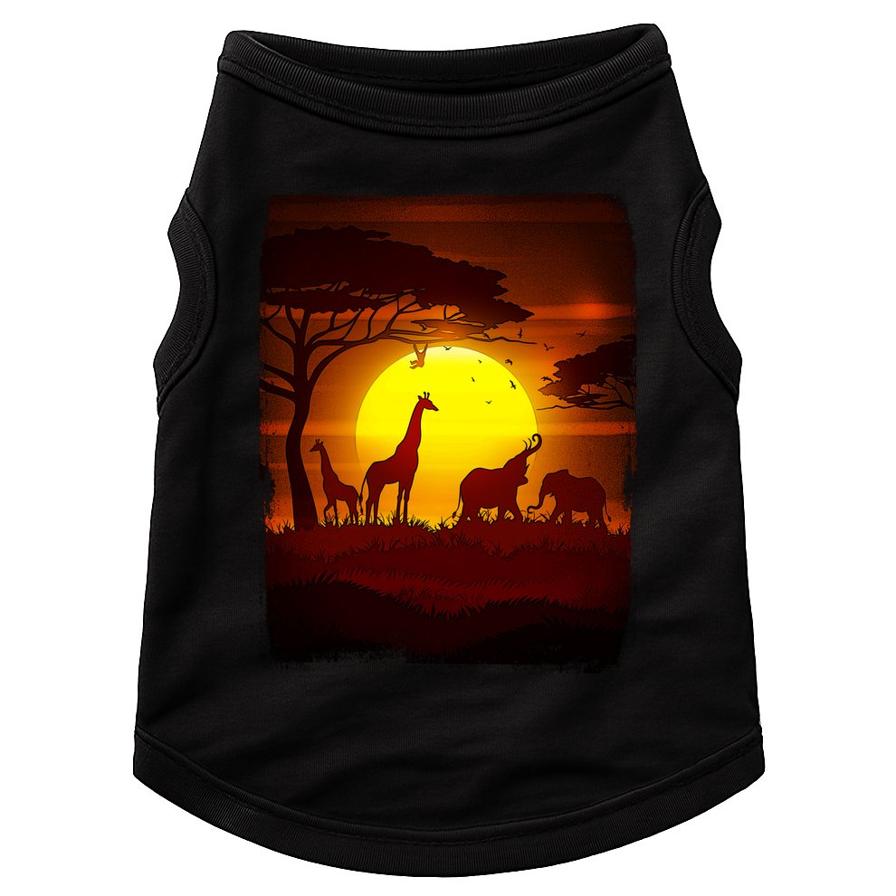 African Safari Animals Sunset Scene Doggie Tank