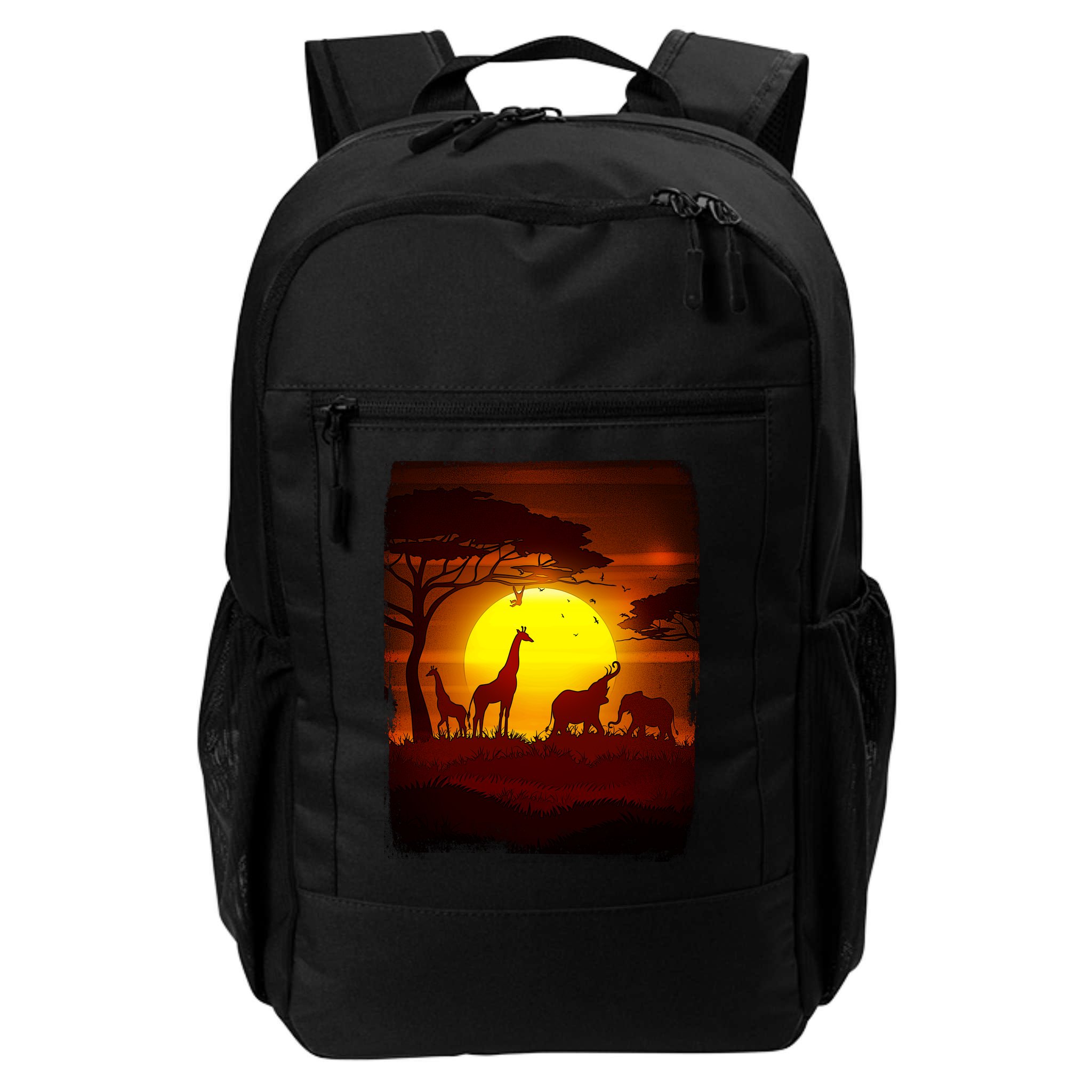 African Safari Animals Sunset Scene Backpack