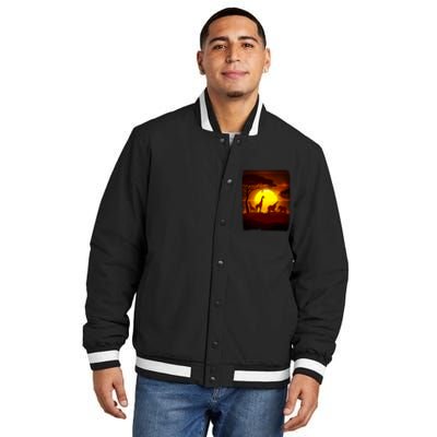 African Safari Animals Sunset Scene Insulated Varsity Jacket