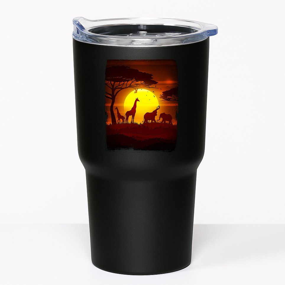 African Safari Animals Sunset Scene Tumbler