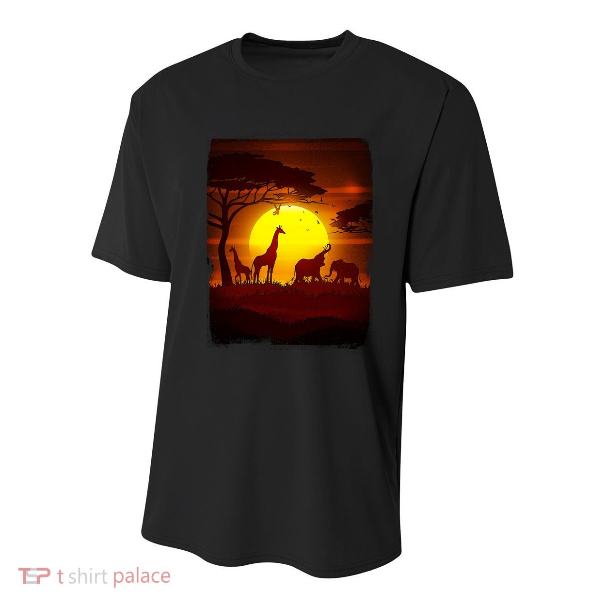 African Safari Animals Sunset Scene Youth Performance Sprint T-Shirt