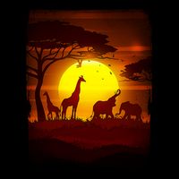 African Safari Animals Sunset Scene Baby Bodysuit