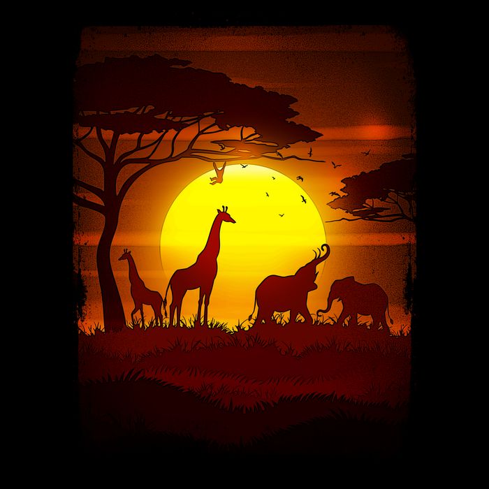 African Safari Animals Sunset Scene Baby Bodysuit