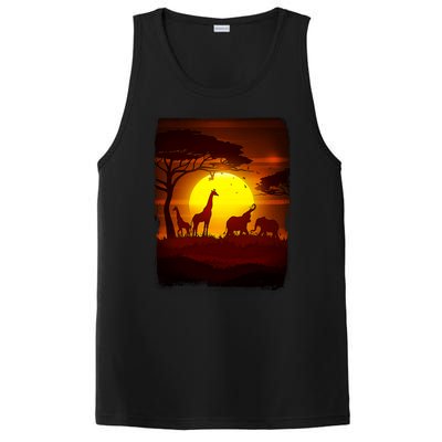 African Safari Animals Sunset Scene PosiCharge Competitor Tank