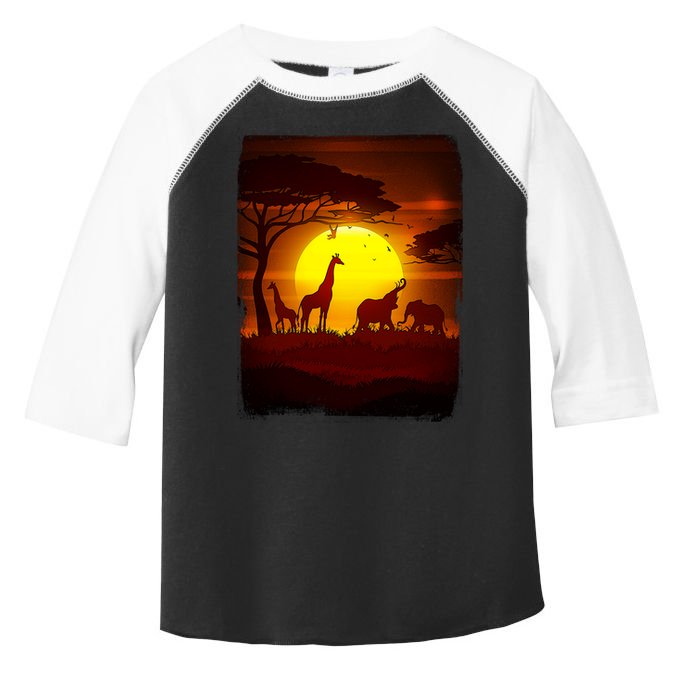 African Safari Animals Sunset Scene Toddler Fine Jersey T-Shirt