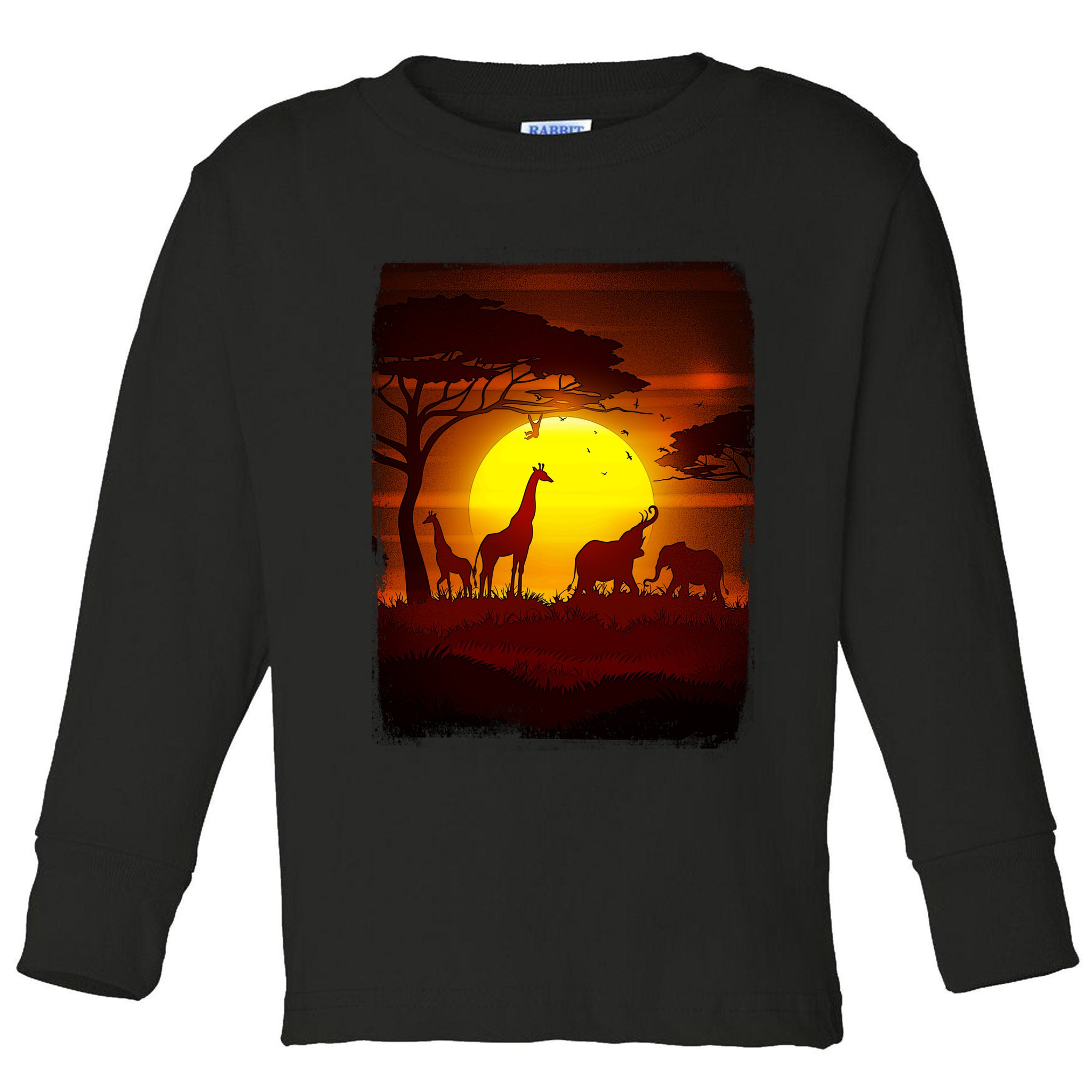 African Safari Animals Sunset Scene Toddler Long Sleeve Shirt