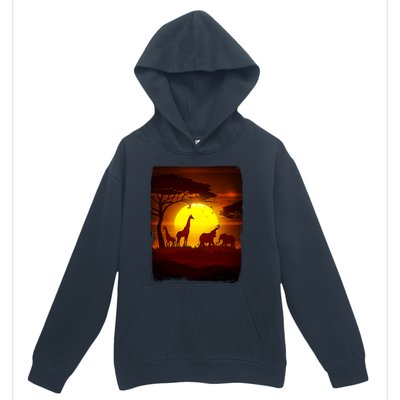 African Safari Animals Sunset Scene Urban Pullover Hoodie