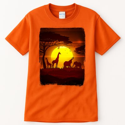 African Safari Animals Sunset Scene Tall T-Shirt