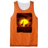 African Safari Animals Sunset Scene Mesh Reversible Basketball Jersey Tank