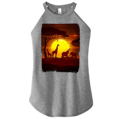 African Safari Animals Sunset Scene Women's Perfect Tri Rocker Tank