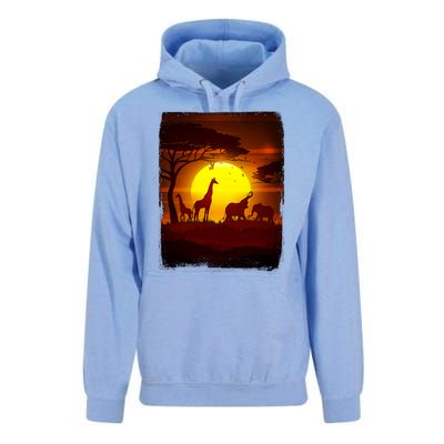 African Safari Animals Sunset Scene Unisex Surf Hoodie