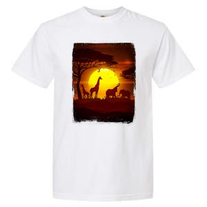 African Safari Animals Sunset Scene Garment-Dyed Heavyweight T-Shirt