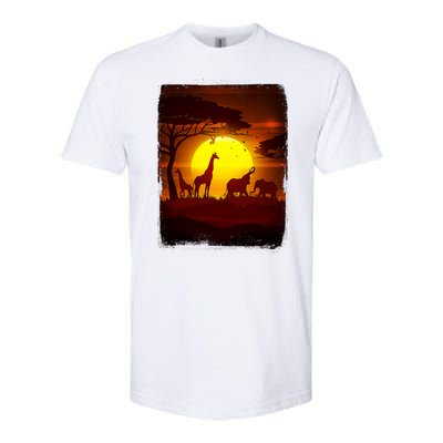 African Safari Animals Sunset Scene Softstyle CVC T-Shirt