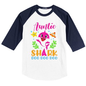 Auntie Shark Auntie Shark Lover Family Mother's Day Baseball Sleeve Shirt