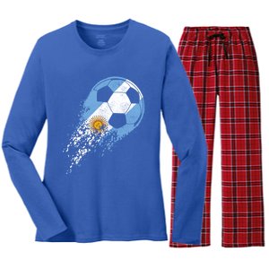 Argentina Soccer Argentinian Flag Pride Soccer Player Gift Women's Long Sleeve Flannel Pajama Set 