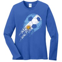 Argentina Soccer Argentinian Flag Pride Soccer Player Gift Ladies Long Sleeve Shirt