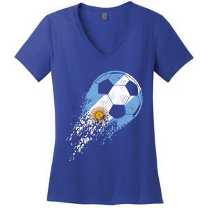 Argentina Soccer Argentinian Flag Pride Soccer Player Gift Women's V-Neck T-Shirt