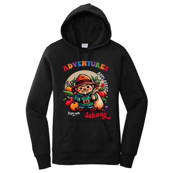 Apple Seed Adventures Begin With Johnny  Fun Costume Women's Pullover Hoodie