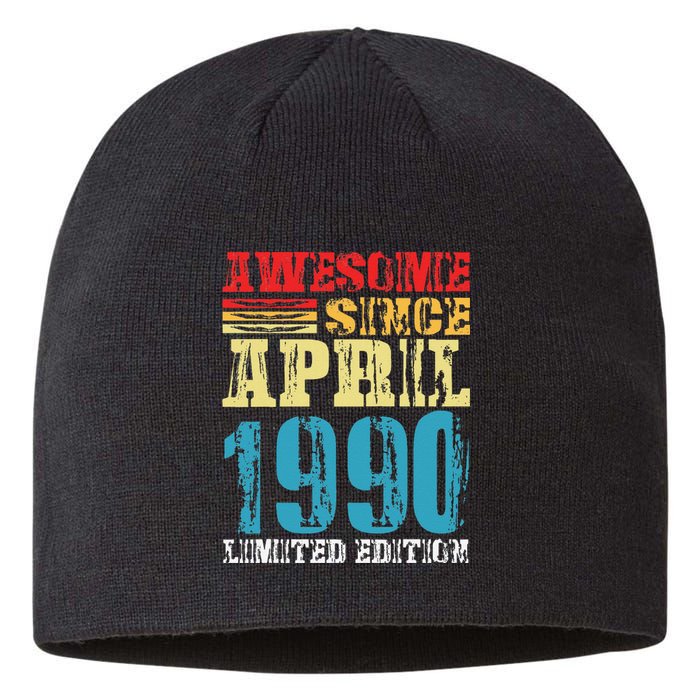 Awesome Since April 1990 Retro Vintage Birthday Design Sustainable Beanie