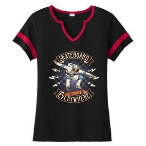 Astronaut Skateboarding Ladies Halftime Notch Neck Tee