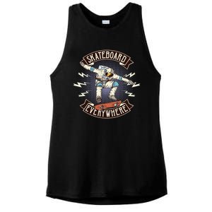 Astronaut Skateboarding Ladies PosiCharge Tri-Blend Wicking Tank