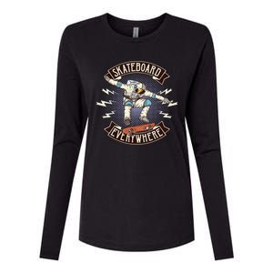 Astronaut Skateboarding Womens Cotton Relaxed Long Sleeve T-Shirt