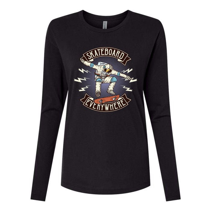 Astronaut Skateboarding Womens Cotton Relaxed Long Sleeve T-Shirt