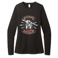 Astronaut Skateboarding Womens CVC Long Sleeve Shirt