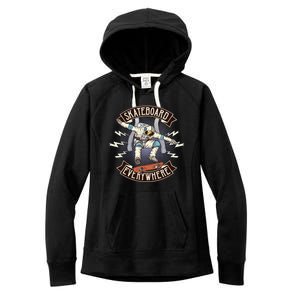 Astronaut Skateboarding Women's Fleece Hoodie