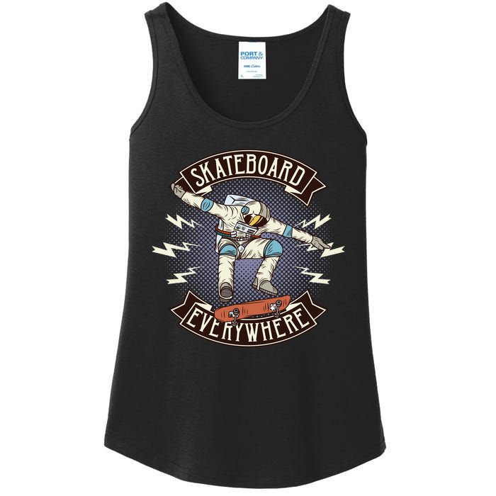 Astronaut Skateboarding Ladies Essential Tank